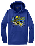 Fife Alumni - gold block lettering with a Fife For Life banner and Trojan emblem - royal hoodie
