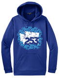 253 area code design - a large 253 over a cloud of smaller repeating 253s - royal hoodie
