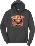 Historic Puyallup - ornate vintage lettering over Meeker Mansion - charcoal hoodie