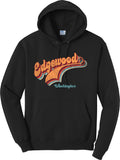 Seventies-style Edgewood, Washington lettering - jet black hoodie