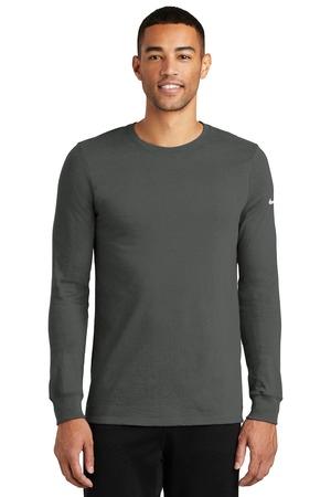 Image of Nike Dri-FIT Cotton/Poly Long Sleeve Tee. NKBQ5230 in White color
