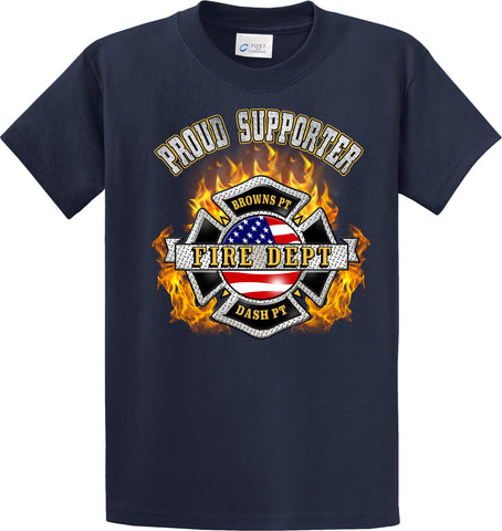 Browns Point Fire Department  "I Support" Navy T-Shirt "I support" #33992