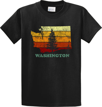 Retro Washington State t-shirt by Northwest Custom Apparel - Jet Black